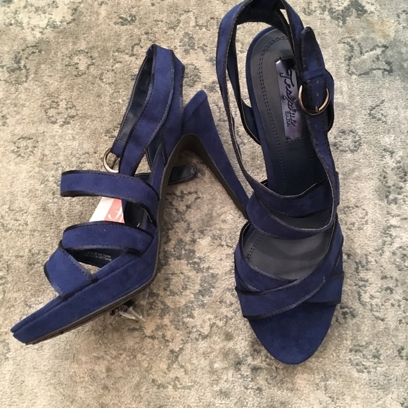 Navy open toed with Satin Edging Size 8 - Picture 3 of 4